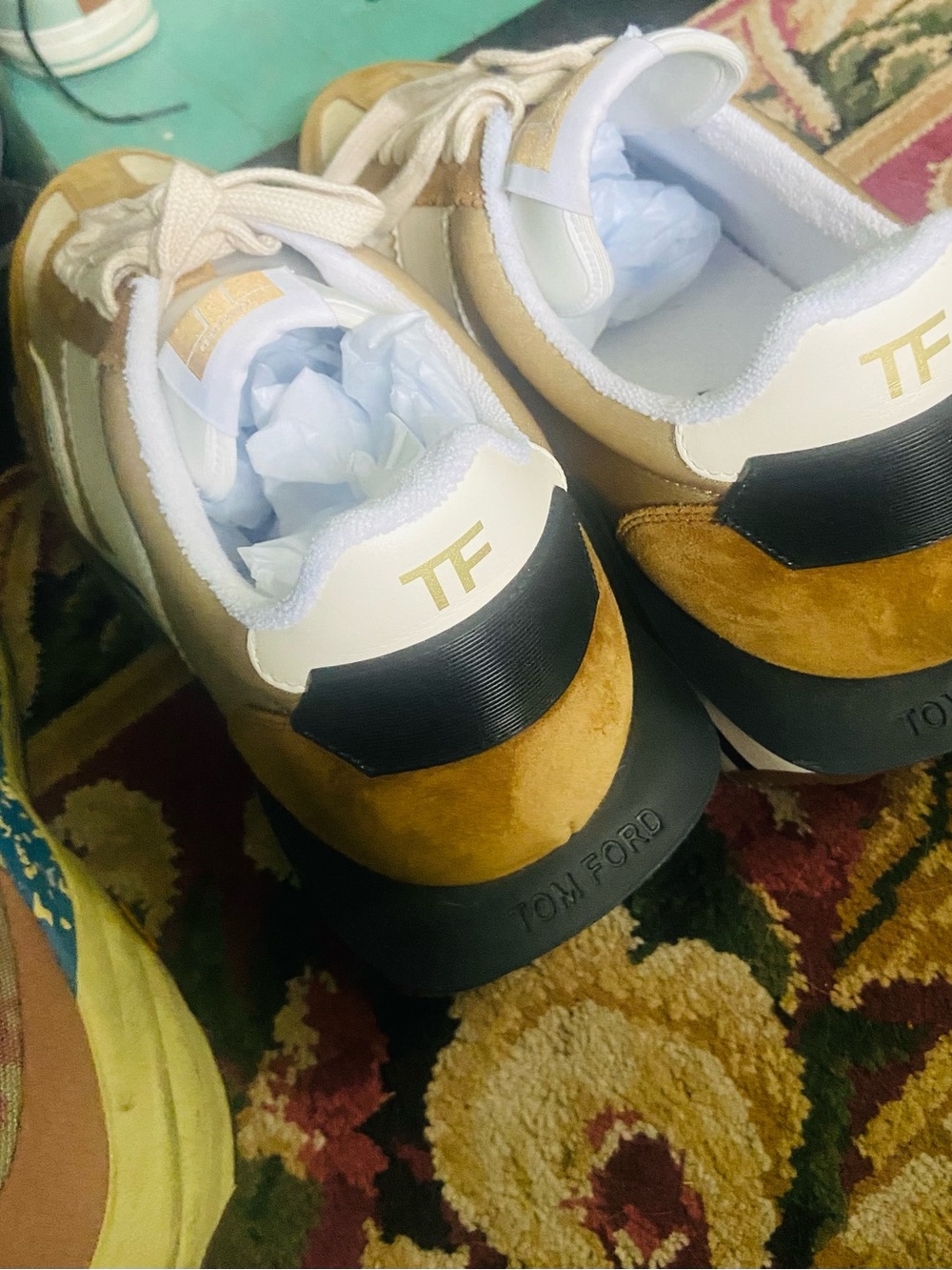 Tom Ford Men's Tan & White Runner Sneakers - Picture 8 of 12